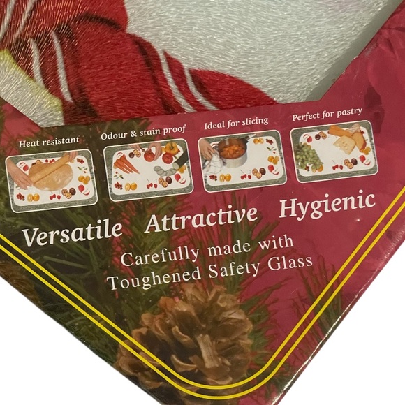 Vintage Glass Cutting Board Snowman Universal Kitchen Board Textured Glass - Picture 7 of 8